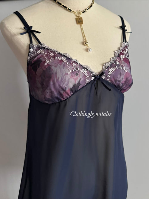 Navy Chiffon Lounge Set size S