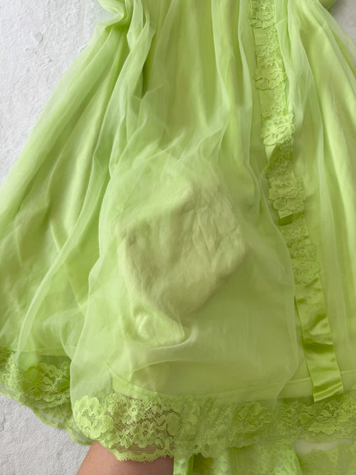 Vintage Green Chiffon Nightgown (M)