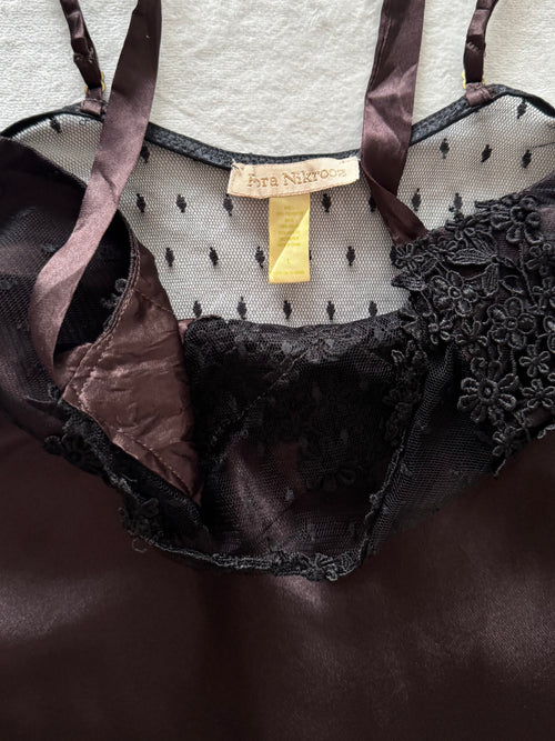 Flora Nikrooz Brown Satin Babydoll Size L