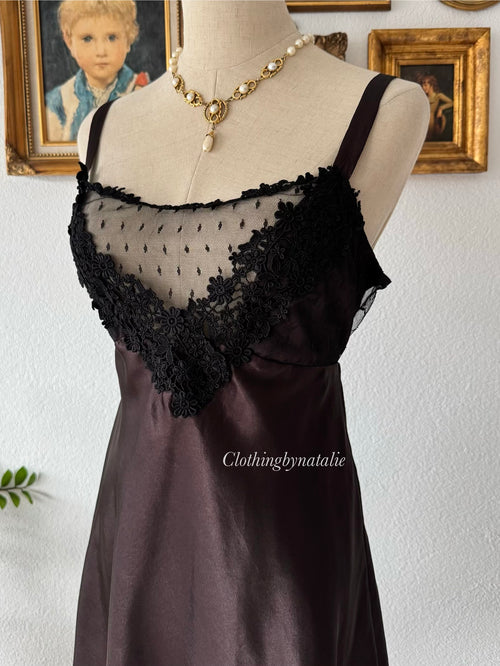 Flora Nikrooz Brown Satin Babydoll Size L