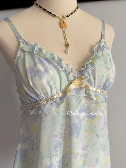Blue Floral Chiffon Cami size S