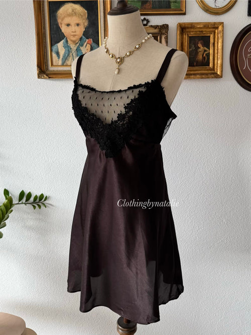 Flora Nikrooz Brown Satin Babydoll Size L