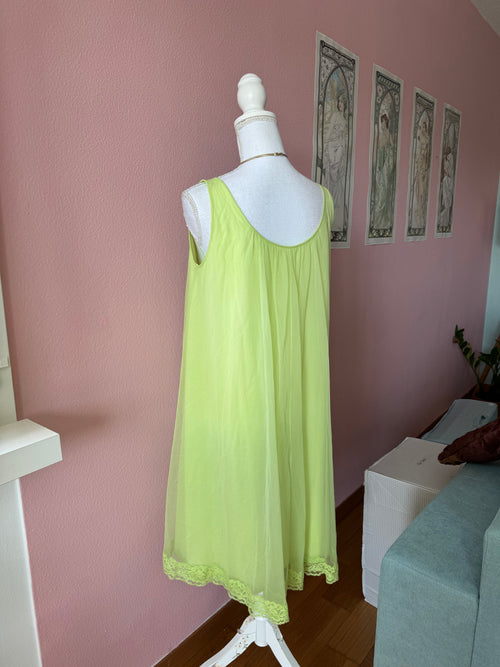 Vintage Green Chiffon Nightgown (M)