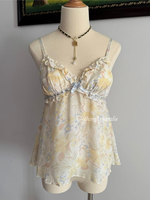 Yellow Floral Chiffon Set size S
