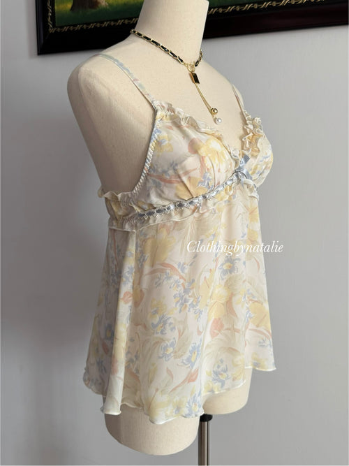 Yellow Floral Chiffon Set size S