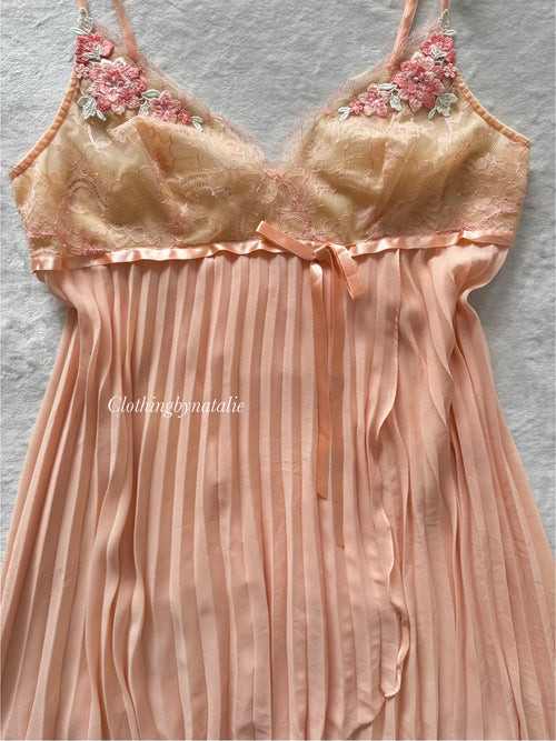 Orange Chiffon Pleated Slip Size S