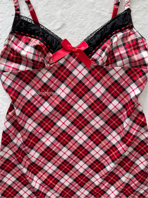 Gingham Satin Mini Dress Size S
