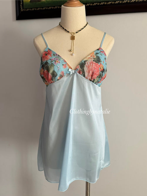 Blue Nylon Nightgown size S/small M