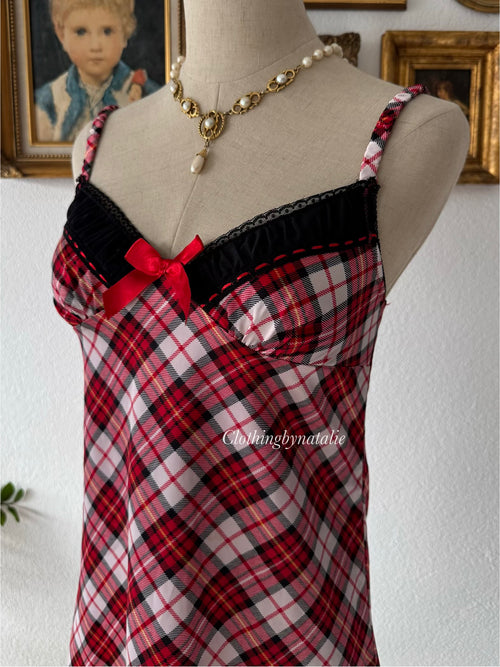 Gingham Satin Mini Dress Size S