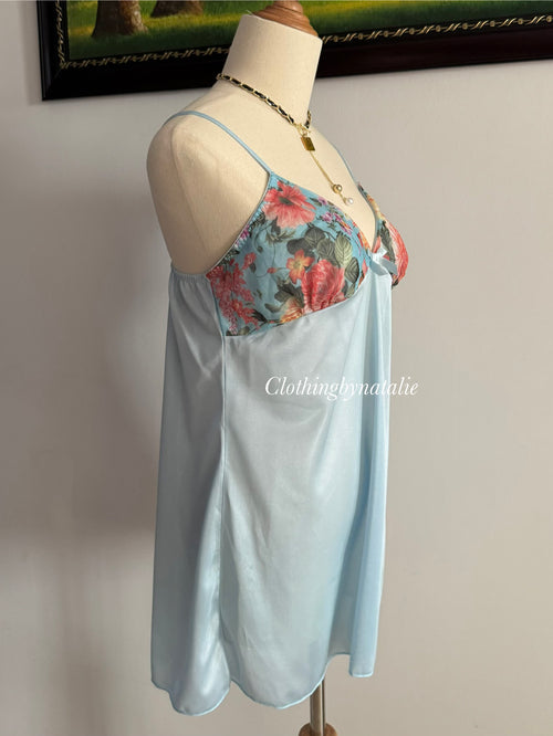 Blue Nylon Nightgown size S/small M