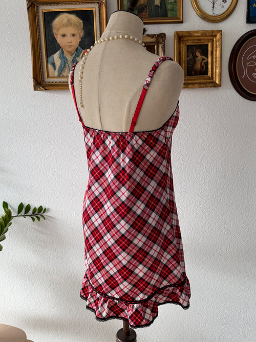 Gingham Satin Mini Dress Size S