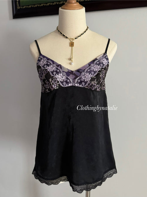 Black Purple Satin Cami size S