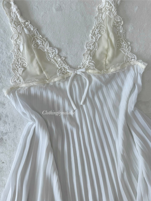 Pleated White Chiffon Slip (S/M)