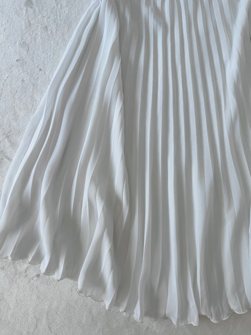 Pleated White Chiffon Slip (S/M)