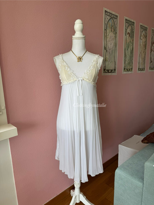Pleated White Chiffon Slip (S/M)