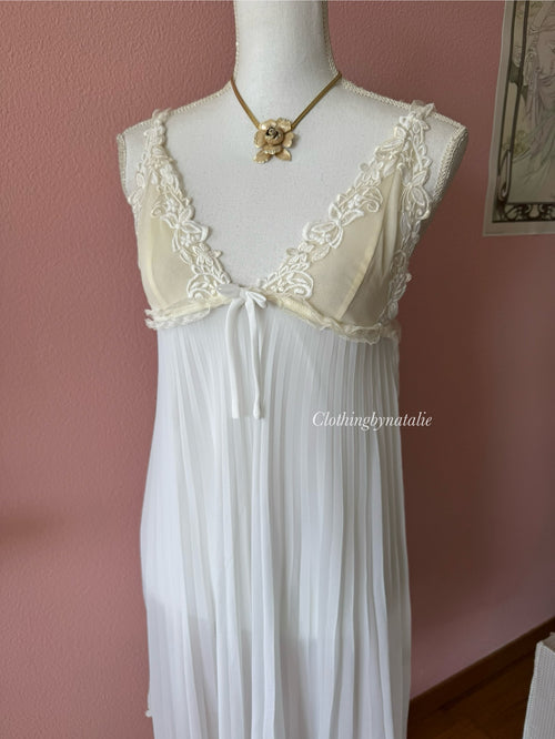 Pleated White Chiffon Slip (S/M)