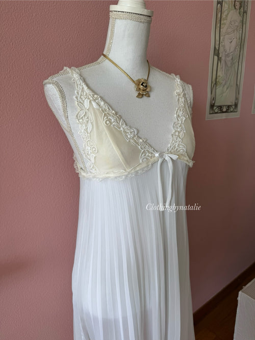 Pleated White Chiffon Slip (S/M)