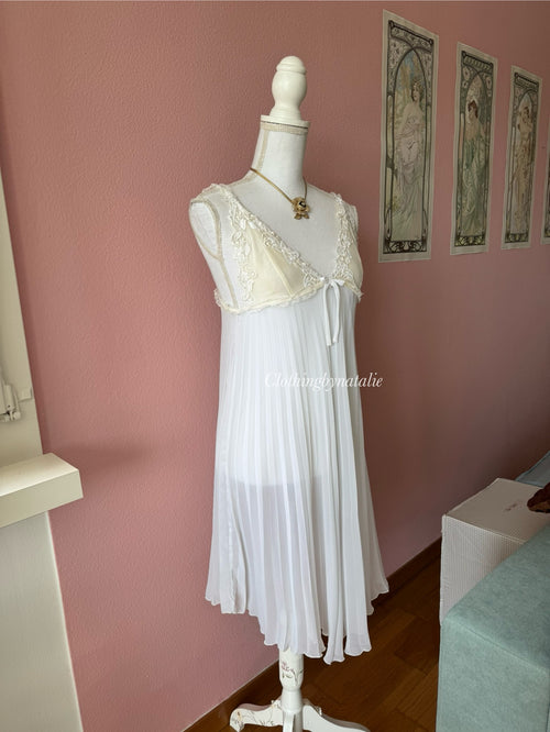 Pleated White Chiffon Slip (S/M)