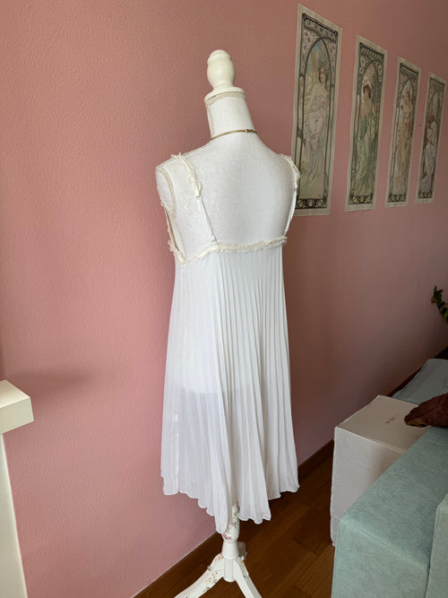 Pleated White Chiffon Slip (S/M)
