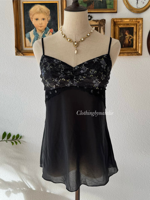 Black Nylon Lace Cami Size S