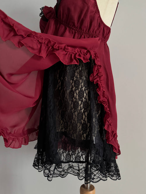 Fairy Red Chiffon Lace Babydoll size M