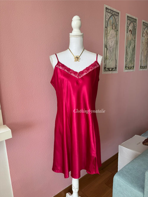 Burgundy Satin Slip (L)