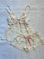 Pink Floral Chiffon Short Set size S