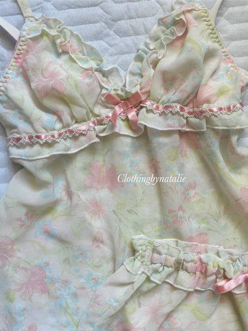 Pink Floral Chiffon Short Set size S