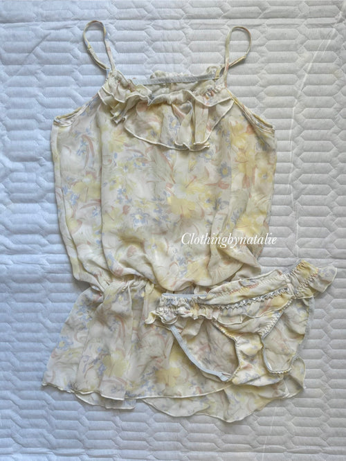 Yellow Chiffon Lounge Set size S