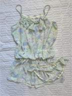 Blue Floral Chiffon Lounge Set size S