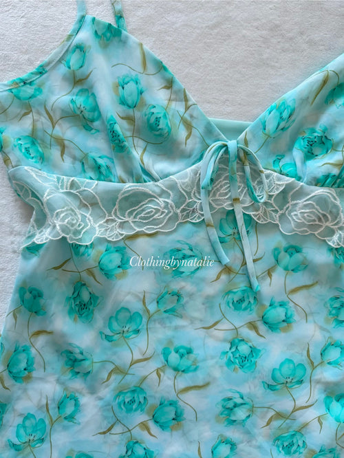 Green Floral Chiffon Cami size M