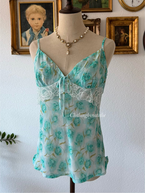 Green Floral Chiffon Cami size M