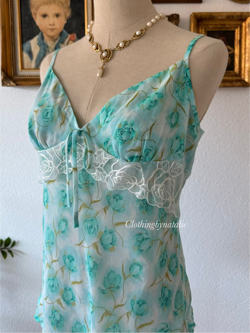 Green Floral Chiffon Cami size M