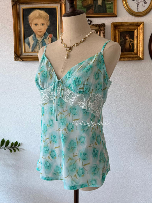 Green Floral Chiffon Cami size M