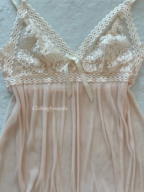 Nude Sheer Pleated Babydoll Size M