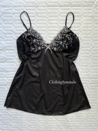Embroidery Black Nylon Slip size M