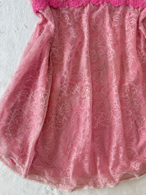 Pink Floral Lace Babydoll (M/L)