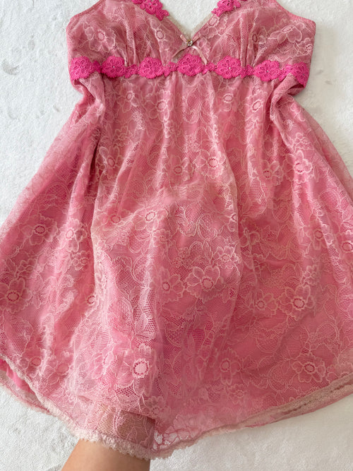 Pink Floral Lace Babydoll (M/L)