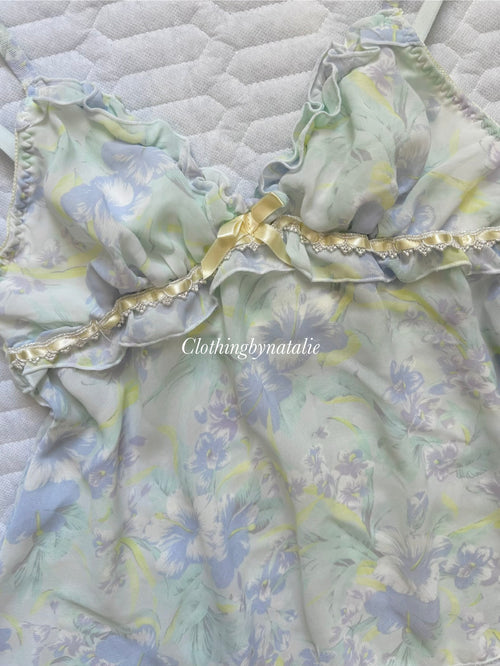 Blue Floral Chiffon Cami size S