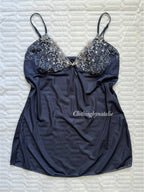 Embroidery Navy Nylon Slip size S/small M