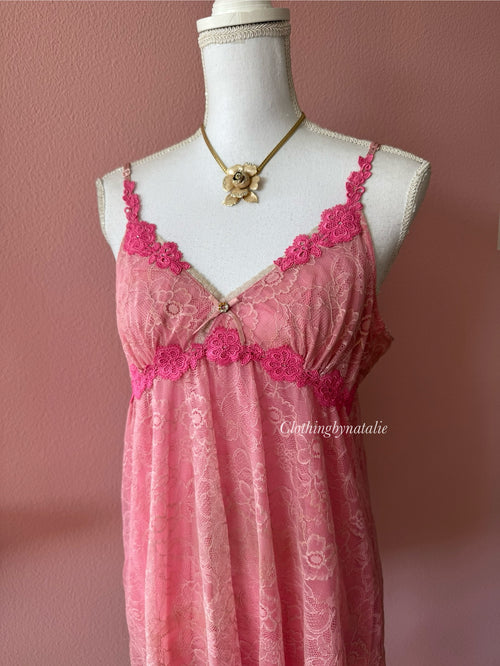 Pink Floral Lace Babydoll (M/L)