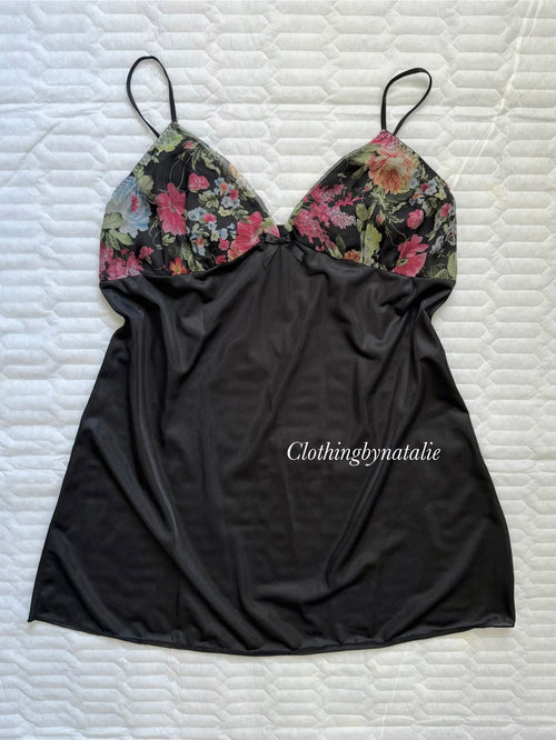 Black Nylon Slip Dress size M/small L