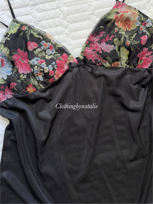 Black Nylon Slip Dress size M/small L