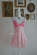 Y2K Pink Mesh Slip Dress (S)