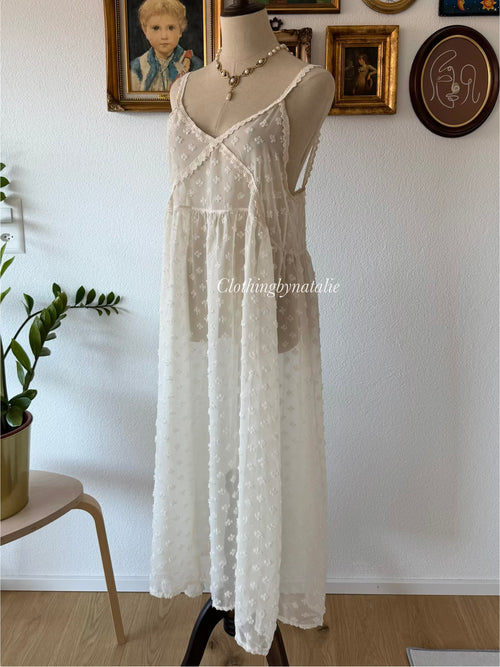 Cream Sheer Chiffon Maxi Size M