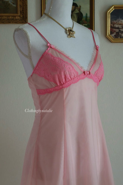 Y2K Pink Mesh Slip Dress (S)