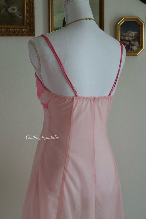 Y2K Pink Mesh Slip Dress (S)