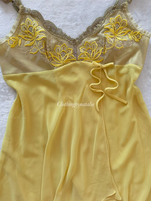 Mustard Chiffon Lace Babydoll Size S