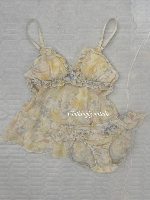 Yellow Floral Chiffon Set size S