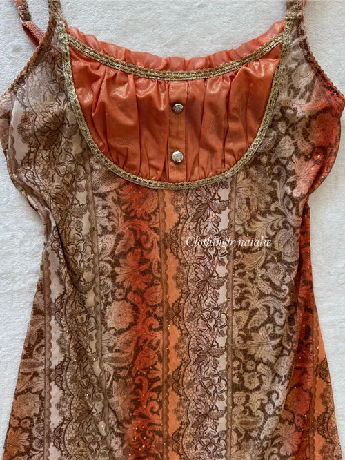 Sheer Orange Mesh Slip Size S